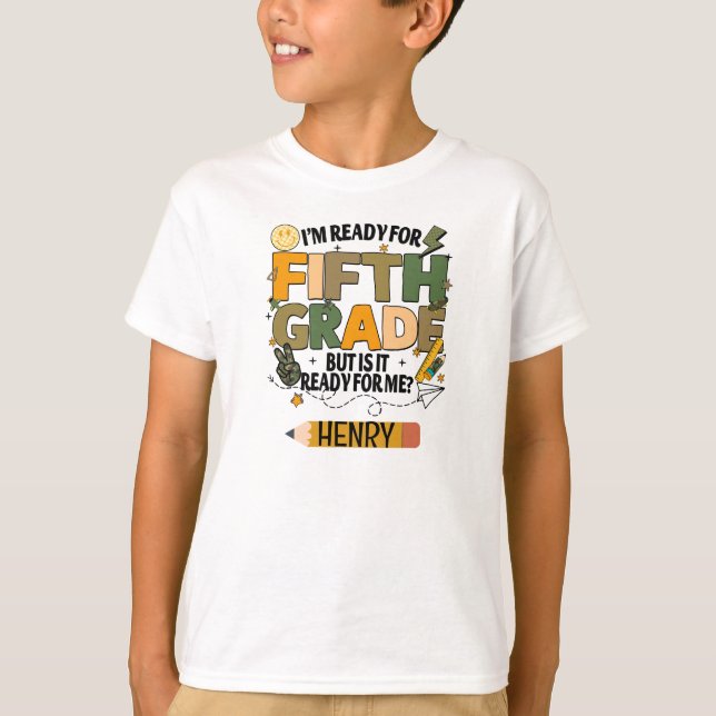 Personalized Ready for Fifth Grade Children's Tee (Front)