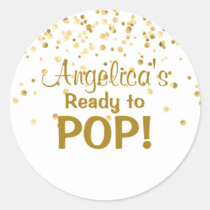 Personalized Ready to Pop Baby Shower White Classic Round Sticker