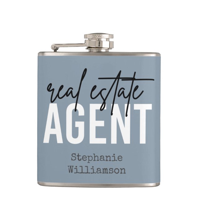 Personalized Real Estate Agent Gifts for Realtor  Hip Flask (Front)