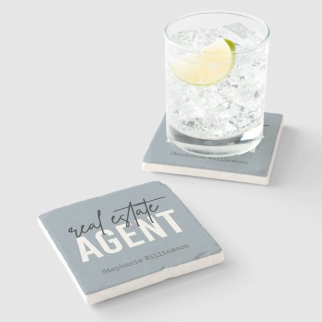 Personalized Real Estate Agent Gifts for Realtor Stone Coaster (Side)