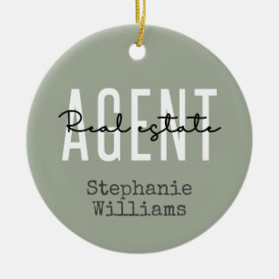 Personalized Real Estate Agent   Realtor Gifts Ceramic Ornament