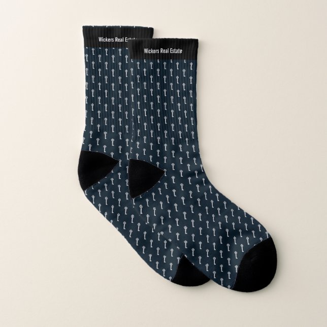 Personalized Real Estate Agents Blue Key Pattern Socks (Pair)