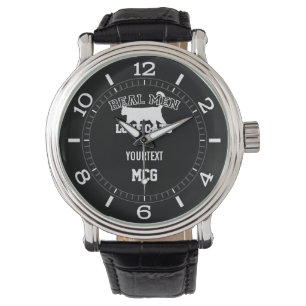 Personalized Real Men Love Cats White Silhouette Watch