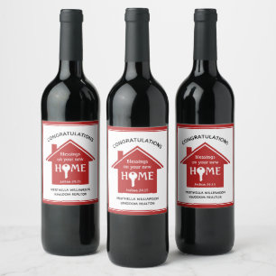 Personalized Realtor to Client New Home Wine Label