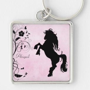 Personalized Rearing Horse Keychain