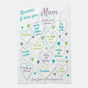Personalized Reasons I Love Mom Kitchen Towel