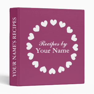 Personalized recipe binder   cook book with hearts