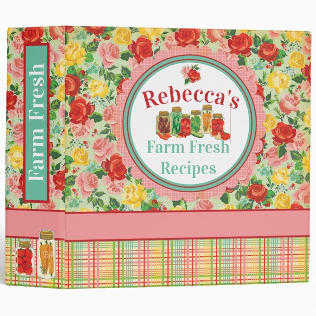 Personalized Recipe Binder Flowers and Plaid (Front/Spine)