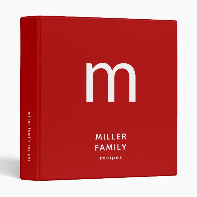 Personalized Recipe Binder with Monogram Design (Front/Spine)