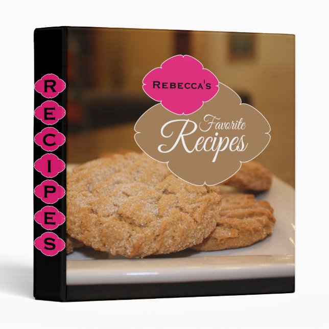 Personalized Recipe Binder with photo of cookies (Front/Spine)