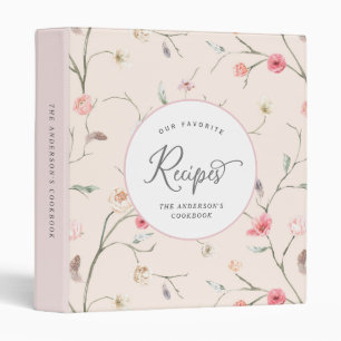Personalized recipe binder with watercolor floral