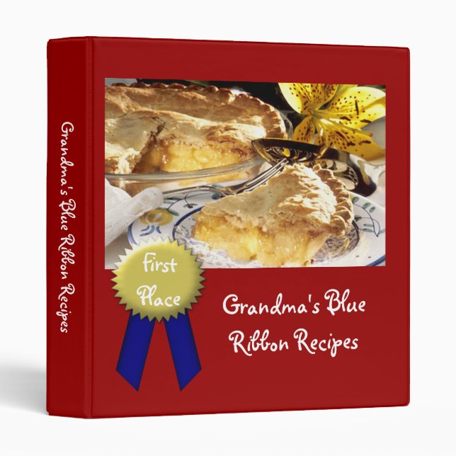 Personalized Recipe Book, Grandma's Blue Ribbon Binder (Front/Spine)