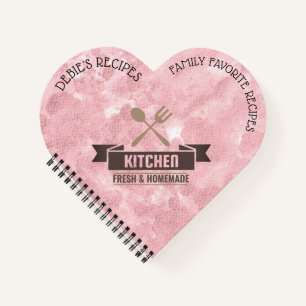 Personalized Recipe Book, Heart Shaped Recipe Notebook