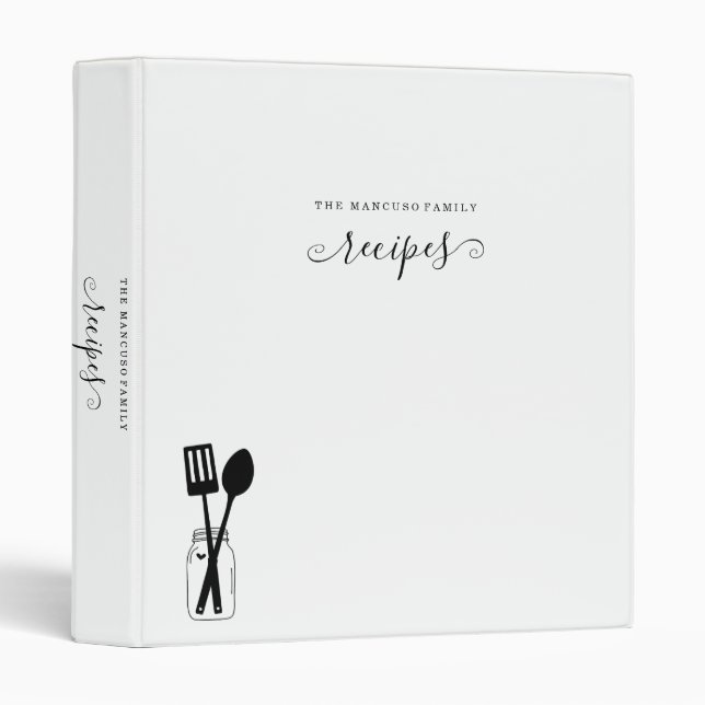 Personalized Recipe Book / Kitchen Mason Jar Binder (Front/Spine)