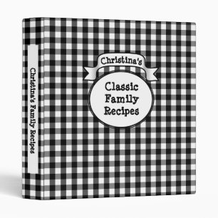Personalized Recipe Book Retro Cute Gingham Check Binder