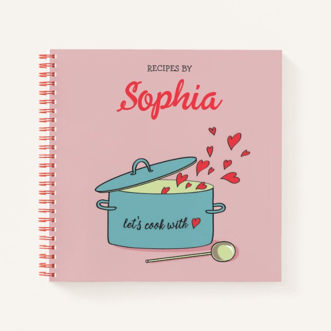 Personalized Recipe Book With Hearts (Front)