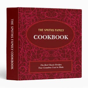 Personalized Recipe Book with Red Circles  3 Ring  Binder