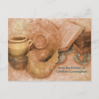 Personalized Recipe Card with Ceramic Rooster Art