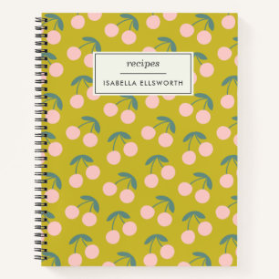 Personalized Recipe Cherries Retro Kitchen Family Notebook