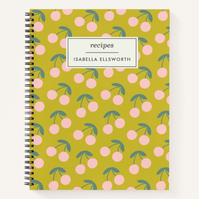 Personalized Recipe Cherries Retro Kitchen Family Notebook (Front)