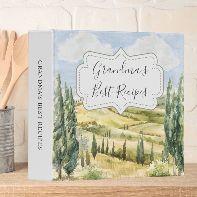 Personalized Recipe Cookbook Tuscany Italy Nature  Binder (In situ)
