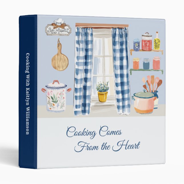 Personalized Recipe Custom Cozy Kitchen Monogram   Binder (Front/Spine)