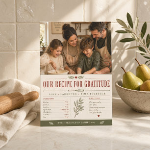 Personalized Recipe for Gratitude Thanksgiving Holiday Card