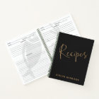 Personalized Recipe Journal in Black and Gold