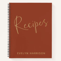 Personalized Recipe Journal in Burnt Orange Gold
