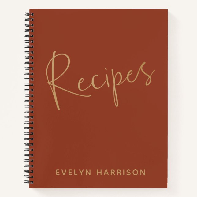 Personalized Recipe Journal in Burnt Orange Gold (Front)