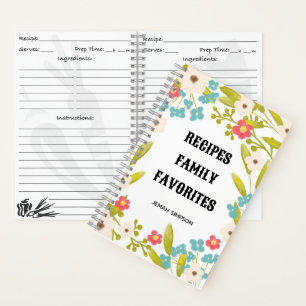Personalized Recipe Organizer, Floral Recipe Book
