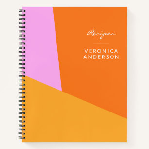 Personalized Recipe Vibrant Geometric Chef Cook Notebook