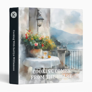 Personalized Recipe Watercolor Monogram Scenic  Binder