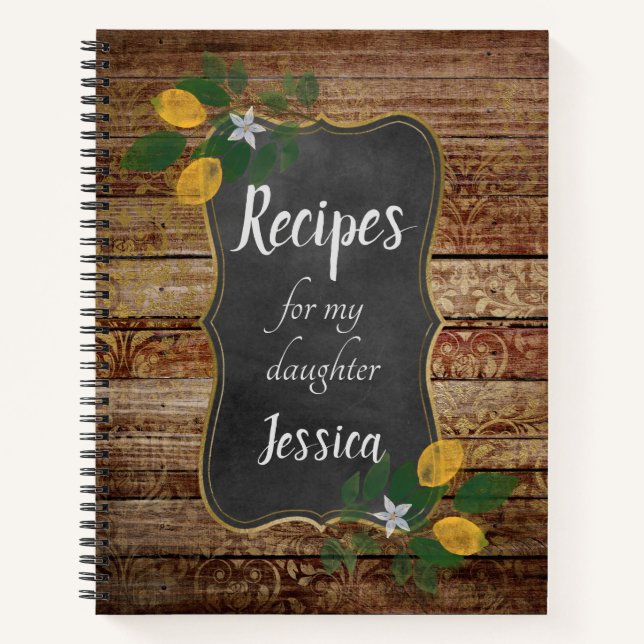 Personalized Recipes for my Daughter on Brown Notebook (Front)