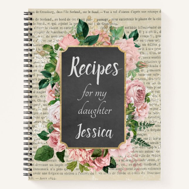 Personalized Recipes for my Daughter on Newsprint Notebook (Front)