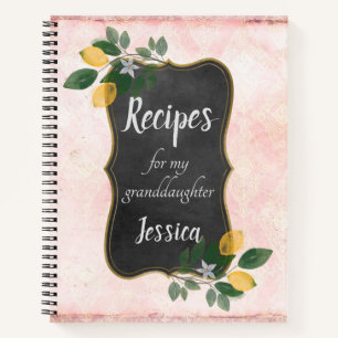 Personalized Recipes for my Granddaughter on Pink Notebook