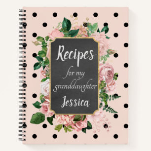 Personalized Recipes for my Granddaughter Pink Notebook