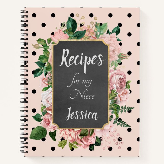 Personalized Recipes for my Niece Pink Floral Notebook (Front)