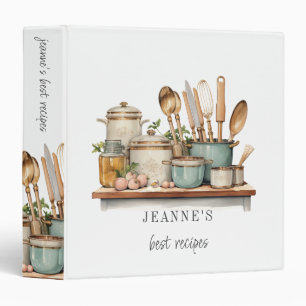 Personalized Recipes Pots Pans Cooking Utensils Binder