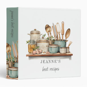 Personalized Recipes Pots Pans Cooking Utensils Binder