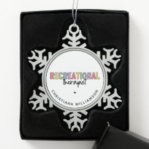 Personalized Recreational Therapist Snowflake Pewter Christmas Ornament