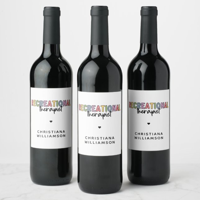 Personalized Recreational Therapist Wine Label (Bottles)