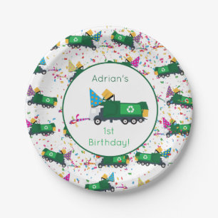 Personalized Recycling Garbage Truck Party Pattern Paper Plate