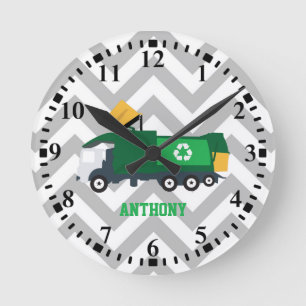 Personalized Recycling Garbage Truck Round Clock