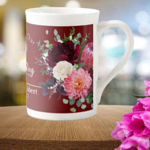 Personalized Red 50th Couples Wedding Anniversary Bone China Mug