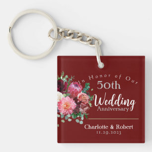 Personalized Red 50th Couples Wedding Anniversary Keychain