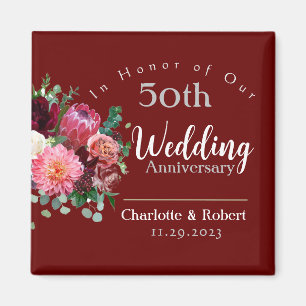 Personalized Red 50th Couples Wedding Anniversary  Magnet
