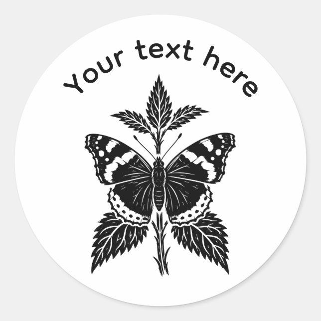 Personalized Red Admiral Butterfly Nature Sticker (Front)