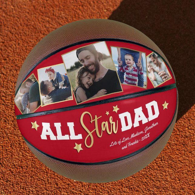 Personalized Red “All-Star Dad” Basketball Gift (Creator Uploaded)