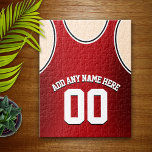 Personalized Red and Black Basketball Jersey Jigsaw Puzzle<br><div class="desc">Fun basketball jersey with your name and number personalized,  in your team's colours! ** YES,  I DO CUSTOM TEAM OR SCHOOL COLORS! ** Please contact me with your custom colour request.</div>